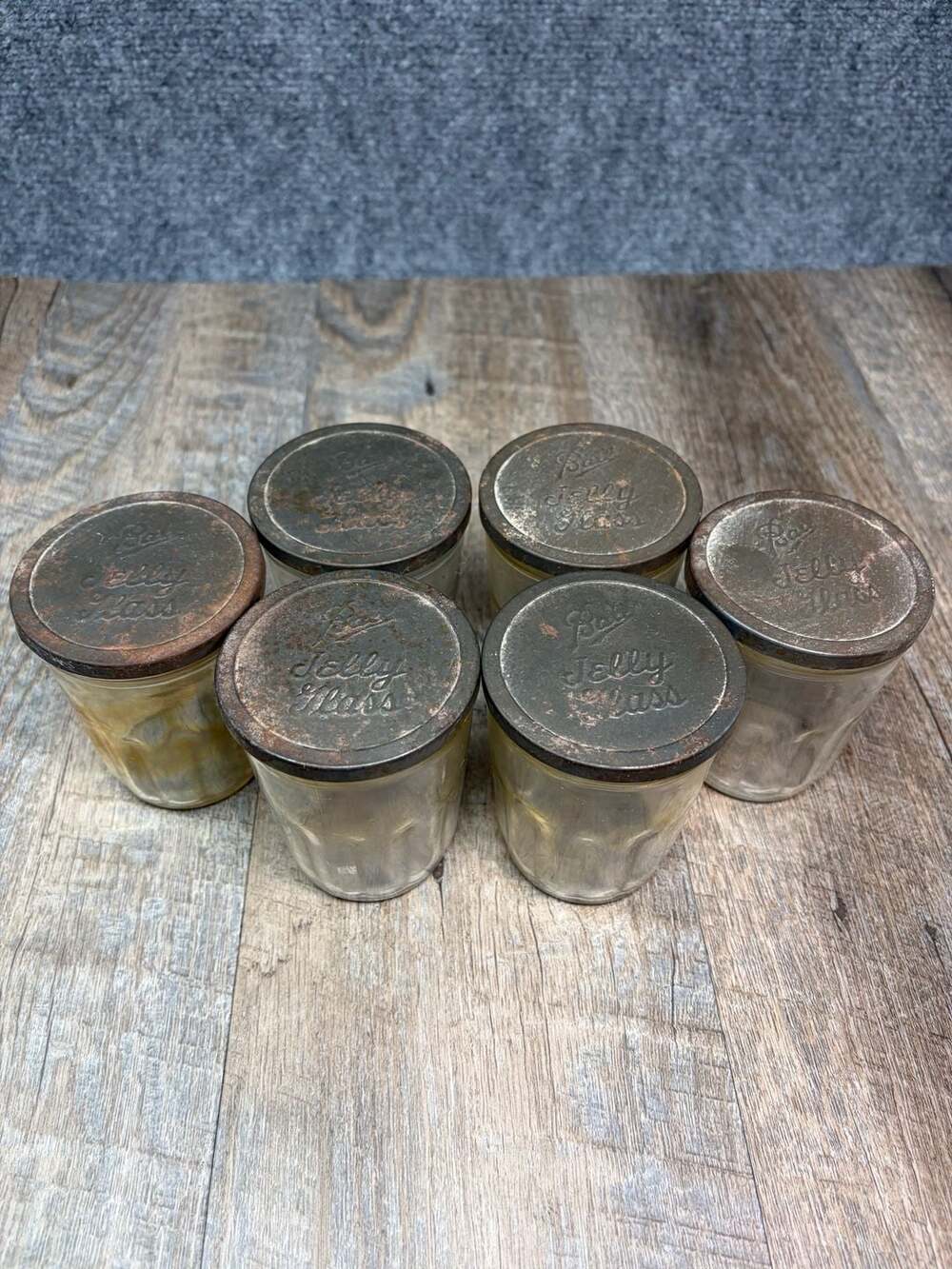 Vintage Lot Of 6 Ball Kerr Jelly Glass Jars With Lids